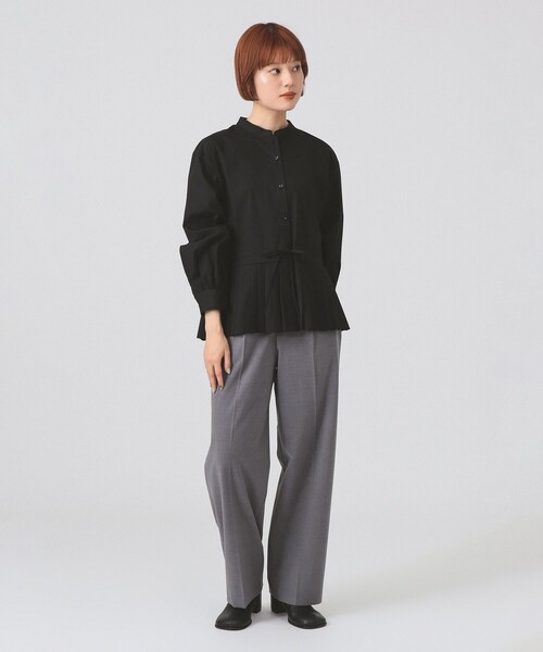 プリーツ キリカエ バンドカラー シャツ（シャツ/ブラウス）｜Ray