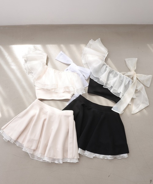 swimwear/肩リボンワンショルダー/3点セット（水着）｜one after