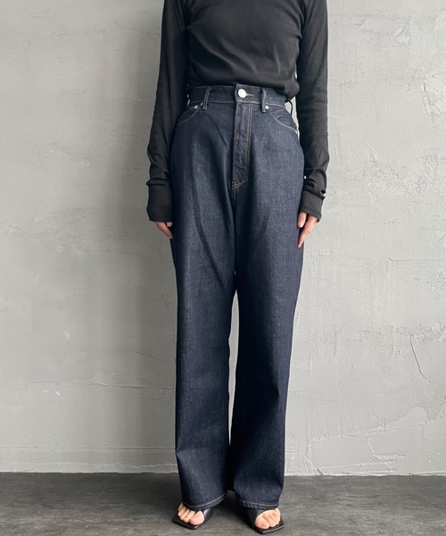 セール】[YANUK/ヤヌーク] JOAN ハイウエストワイドデニム（ワン