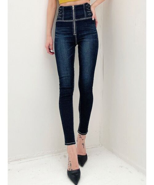 GYDA（ジェイダ）の「ハイウエストZIPサイドレースアップスキニー