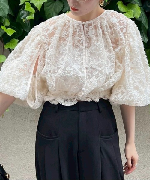 セール】BRUSHED LACE VOLUME BLOUSE（シャツ/ブラウス）｜Ameri