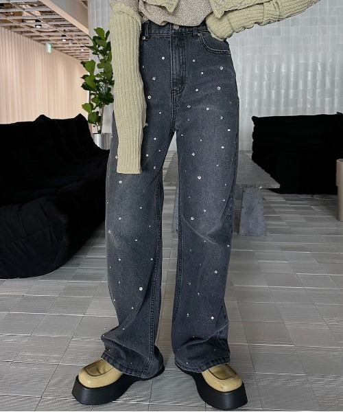 Ameri（アメリ）の「UND BIJOU STRAIGHT DENIM PANTS（デニムパンツ