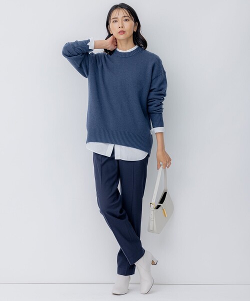 滝沢眞規子さん着用/洗える】ウールカシミヤ クルーネック ニット