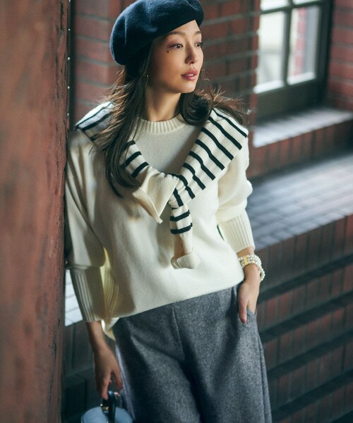 滝沢眞規子さん着用/洗える】ウールカシミヤ クルーネック ニット