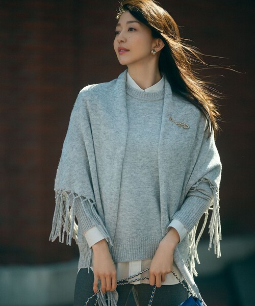 滝沢眞規子さん着用/洗える】ウールカシミヤ クルーネック ニット