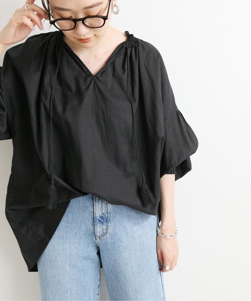 IENA（イエナ）の「コットンシルクスキッパーギャザーブラウス