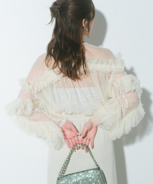 ECREL（エクレール）の「ドットチュールフリルブラウス（シャツ