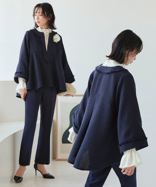 セール】【オケージョン対応】ツイードバックテールプルオーバー