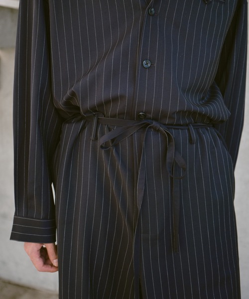 open collar belted assort l/s jump suit / 開襟ベルト付きアソート