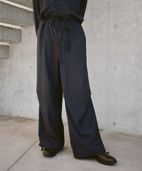 open collar belted assort l/s jump suit / 開襟ベルト付きアソート