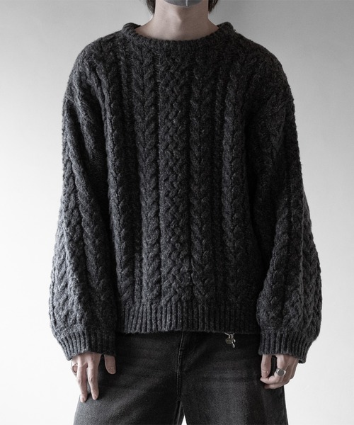RUUBON】3.5G melange cable knit / 3.5G メランジケーブルニット
