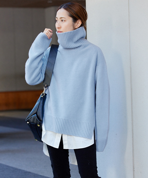 AQUA タートルプルオーバー サックスブルー フレームワーク FRAMeWORK