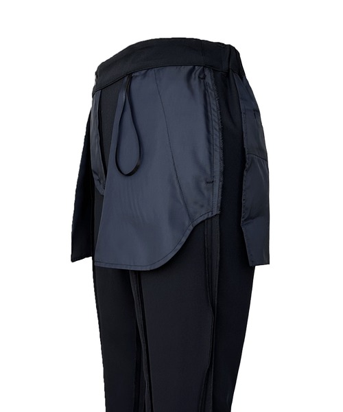 ノーカラーフリルペプラムスリムパンツスーツ（スーツセット）｜RUIRUE