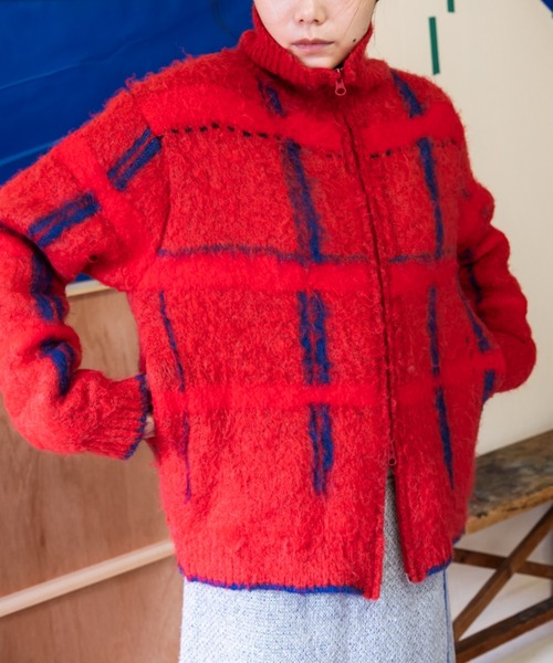 PAMM（パム）の「透明な空気のチェックジップニット（ニット/セーター