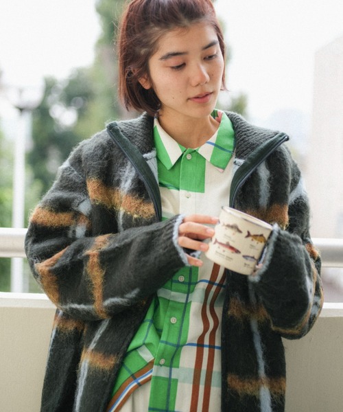 透明な空気のチェックジップニット（ニット/セーター）｜PAMM（パム