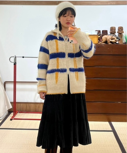 PAMM（パム）の「透明な空気のチェックジップニット（ニット/セーター