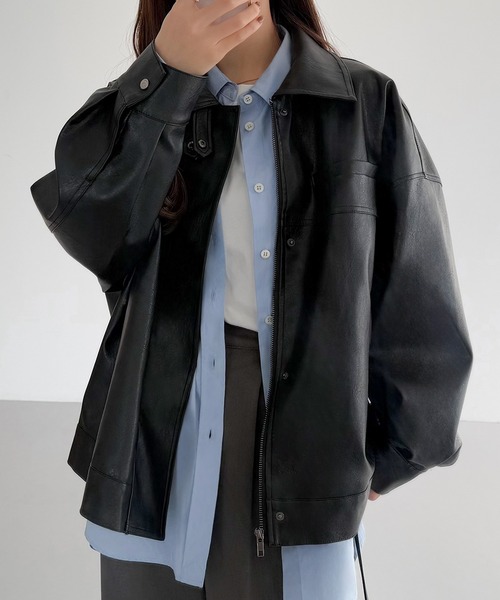 セール】2wayカラーPUレザージャケット（ブルゾン）｜callautia