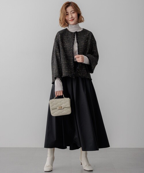 GIOLICA ノーカラー ツイード ジャケット（ノーカラージャケット）｜23