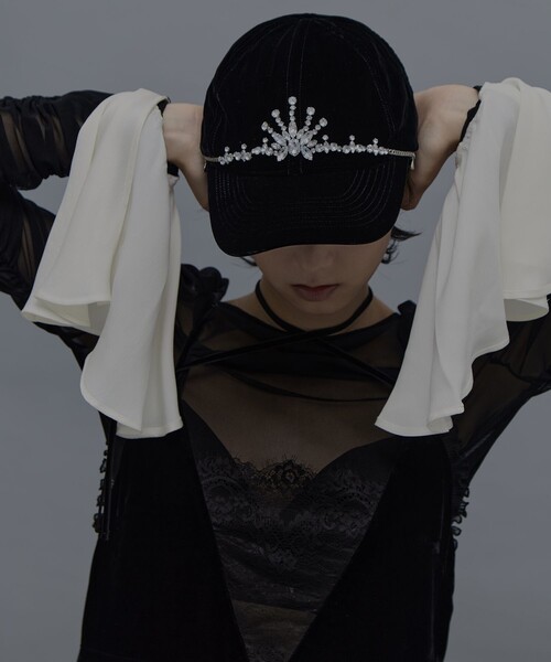 tanakadaisuke/タナカダイスケ】bijou tiara velvet cap/ビジュー