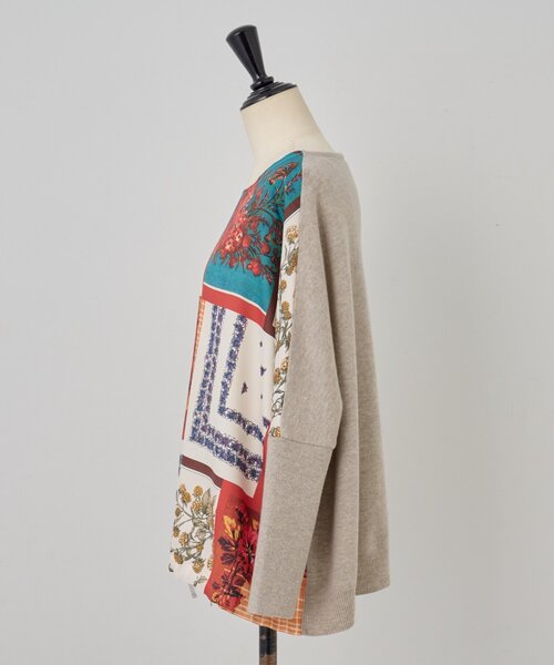 スカーフパッチワークプリントニット（ニット/セーター）｜BEARDSLEY