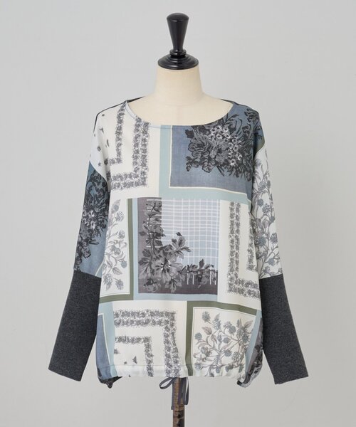 スカーフパッチワークプリントニット（ニット/セーター）｜BEARDSLEY