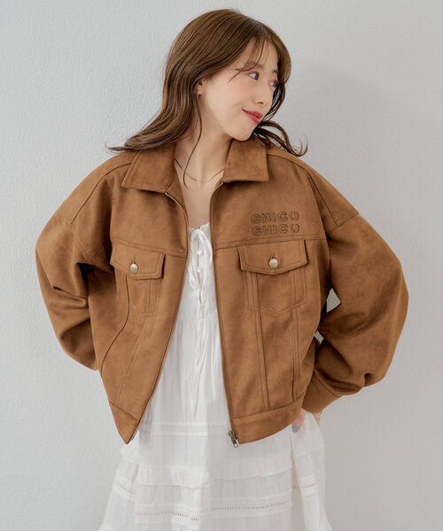 Chico（チコ）の「ルーズスエードジップブルゾン（デニムジャケット