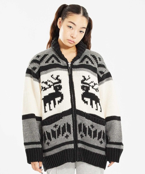X-girl（エックスガール）の「NORDIC KNIT CARDIGAN（ニット/セーター