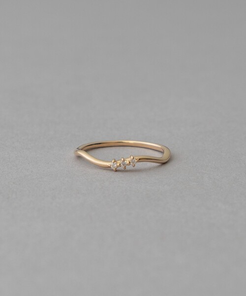 ete（エテ）の「○K10YG ダイヤモンド ウェーブ ピンキーリング