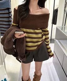 オフショル ニット オフショルダー」に該当するブラウン/茶色系の