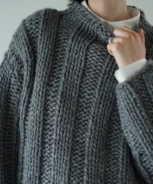 CLANE/クラネ】BULKY RIB HAND KNIT TOPS/バルキーリブハンドニット