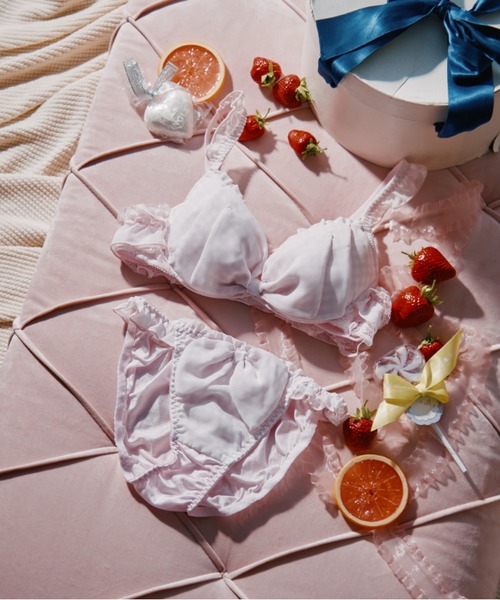 セール】フラッフィーギンガムリボンブラジャー＆ショーツセット（ブラ