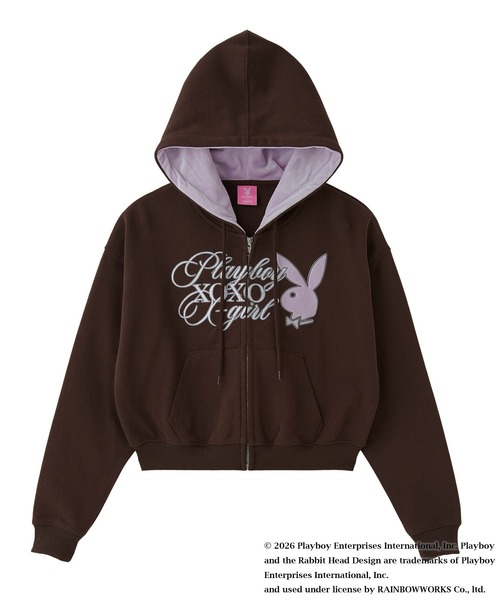 PLAYBOY × X-girl COMPACT ZIP UP SWEAT HOODIE（パーカー）｜PLAYBOY