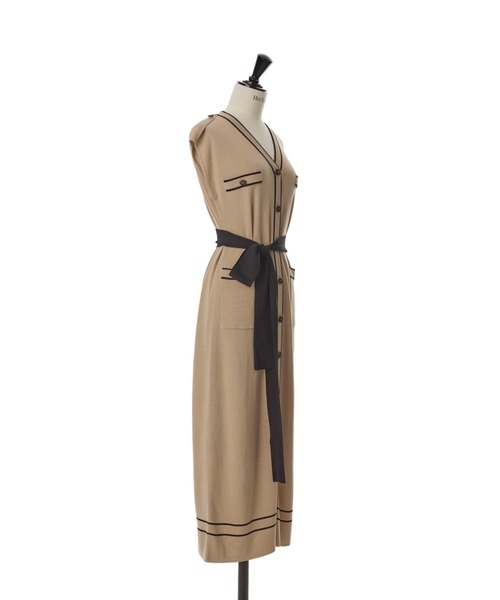 セール】Two-Tone Belted Long Cardigan（ワンピース）｜Her lip to