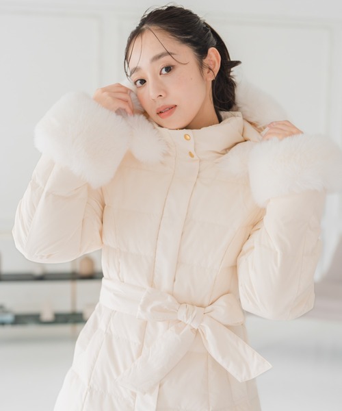 セール】2025秋冬新作 スタンドネックフードロングダウン（ダウン