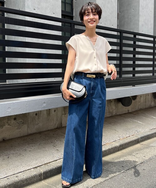 セール】【RM denim】ワイドスラックスデニム（デニムパンツ）｜Rie