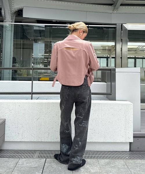 セール】PAINT MOTIF PRINT DENIM PANTS（デニムパンツ）｜Ameri