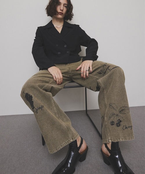 セール】PAINT MOTIF PRINT DENIM PANTS（デニムパンツ）｜Ameri