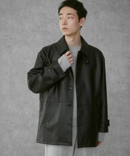 セール】THE STANDARD/シンセティックレザーカーコート（カバーオール
