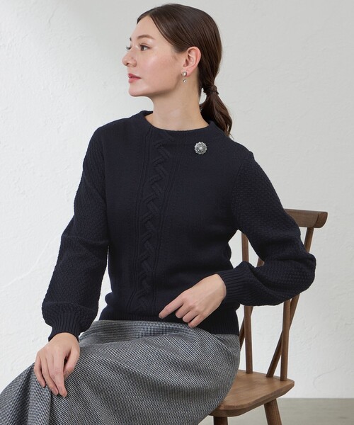 セール】ウォッシャブルウールケーブルニット（ニット/セーター