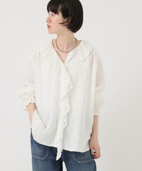 追加3》フレンチリネン フリルパフブラウス（シャツ/ブラウス