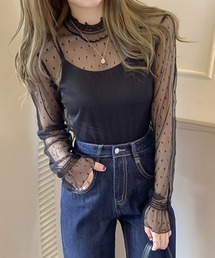 シースルー」に該当するトップス（花柄・ボタニカル柄）ファッション