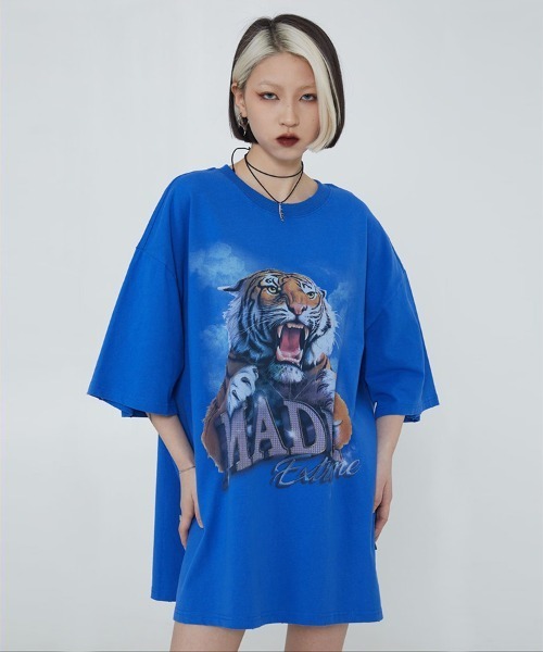 オーバーサイズ ロックプリントバンドTシャツ クルーネック（Tシャツ