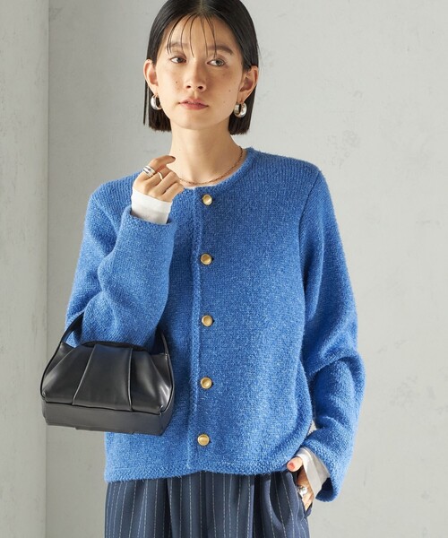 セール】〈手洗い可能〉ミックス ヤーン ニット ジャケット