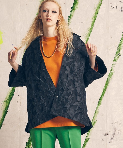 完売品・モーガン蔵人着用】SUNFLOWER フローラルジャカードシャツ S