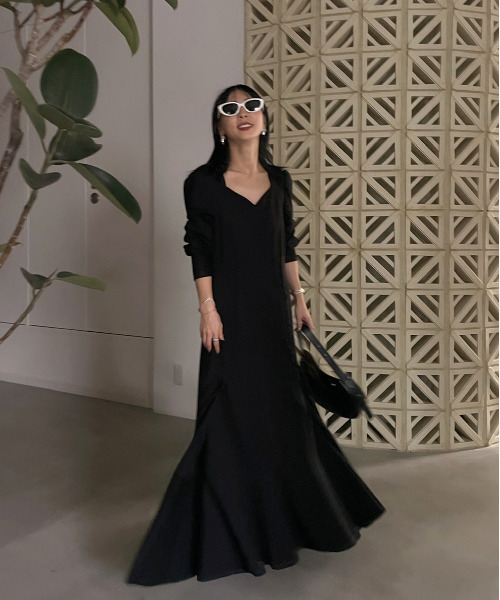 Ameri（アメリ）の「PENTAGON NECK FOLD HEM DRESS（ワンピース）」 - WEAR