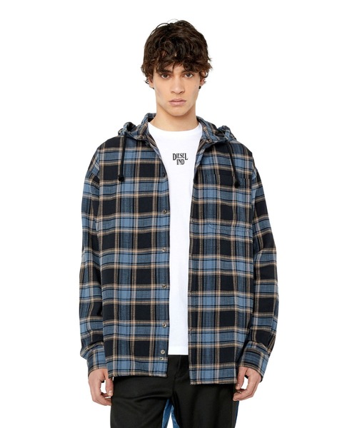 DIESEL（ディーゼル）の「メンズ シャツ チェック パーカー（シャツ
