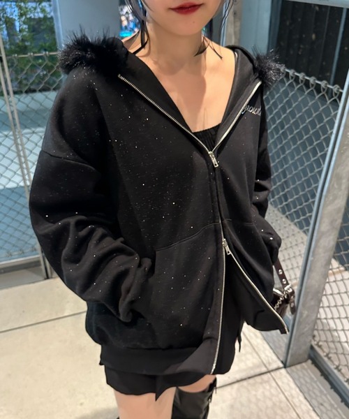 ラメキラキラファーパーカー（パーカー）｜continuer de NICE CLAUP