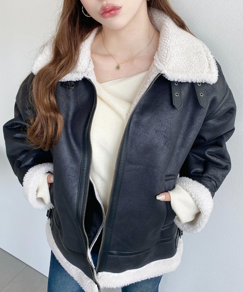 セール】【累計販売枚数2万枚突破！】フェイクレザー×ボアフェイク