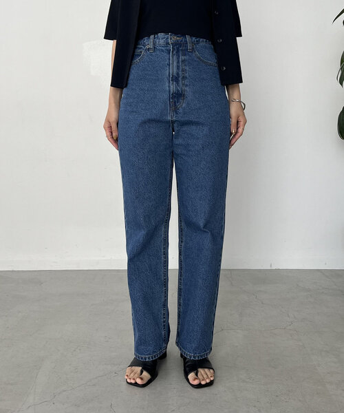 新色追加/ライトブルー】13ozハイウエストストレートデニム（デニム