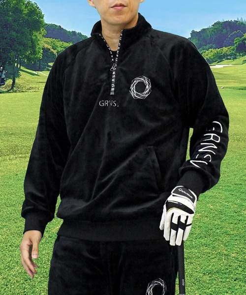 セール】ゴルフウェア シャギーボアフリース ハーフジップトレーナー